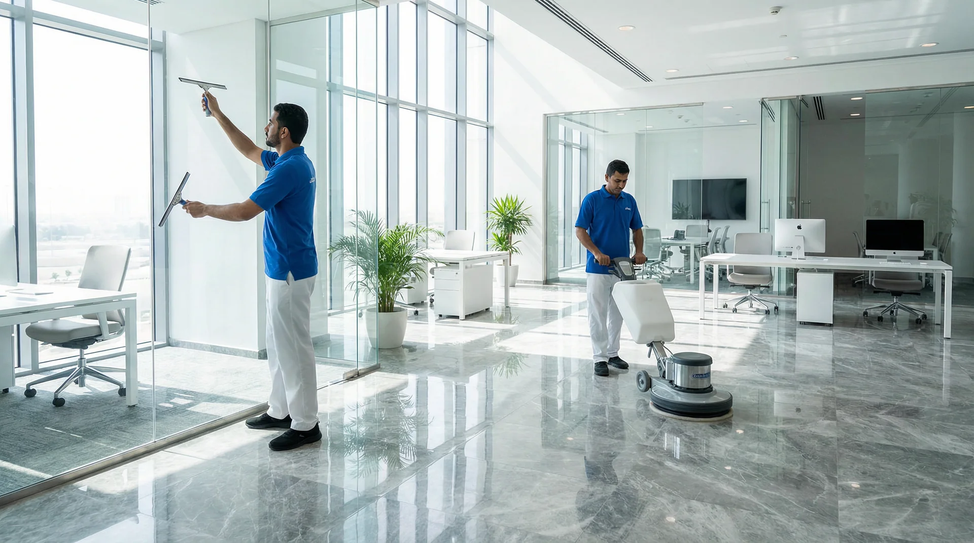 خدمات التنظيف التجارية الاحترافية في الكويت - تنظيف المكاتب الحديثة